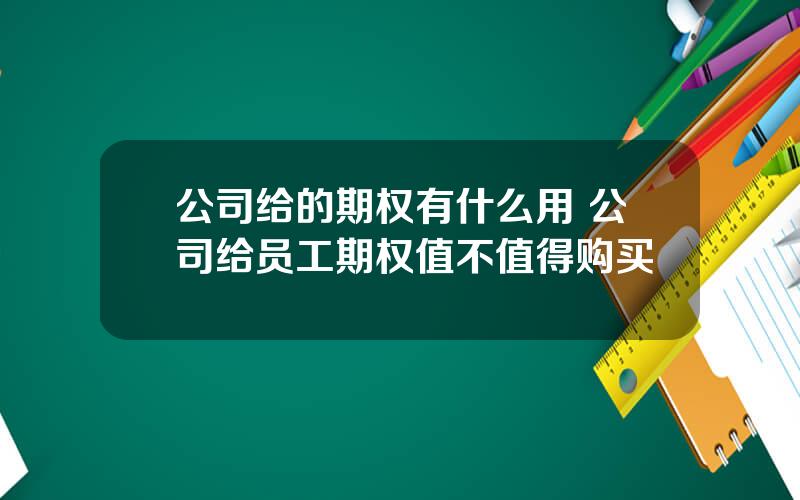 公司给的期权有什么用 公司给员工期权值不值得购买